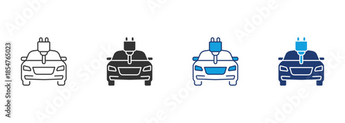 Electric Car Icon Set Multiple Style Collection