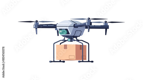 Advanced unmanned aerial vehicle delivering a package, innovative logistics and modern delivery services