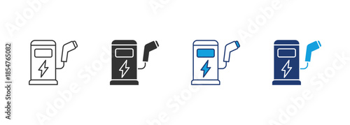 Charging Station Icon Set Multiple Style Collection