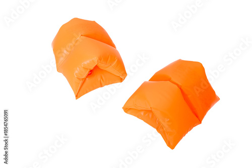 Bright orange inflatable arm floaties for swimming safety