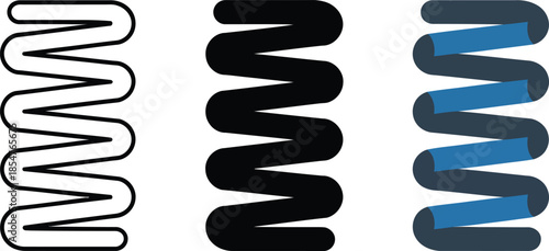 Three Styles of Springs on White Background coil metal
