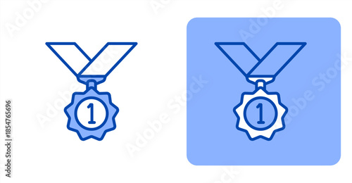 Achievement Line Color , Two-tone color and contrasting background icon illustration