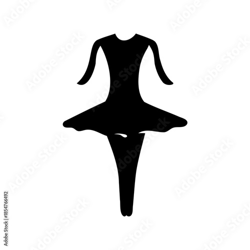 Elegant black silhouette of a ballerina in motion against a white background