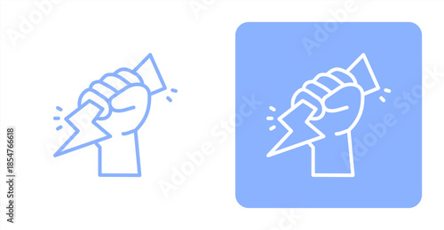 Willpower Line , Two-tone color and contrasting background icon illustration