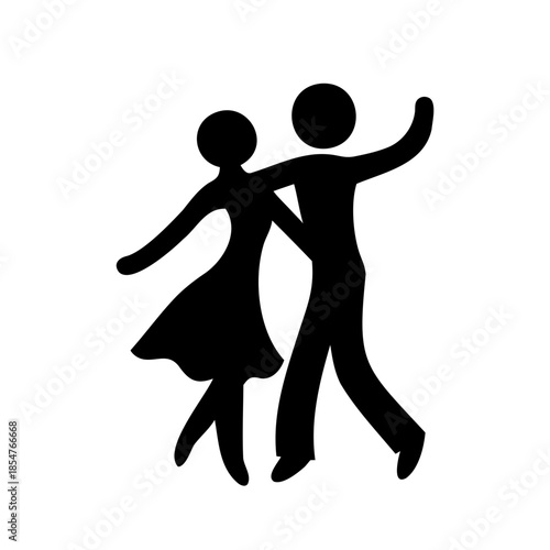 Stylized black and white image of a couple dancing in sync together