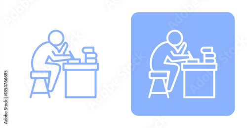 Hard Work Line , Two-tone color and contrasting background icon illustration