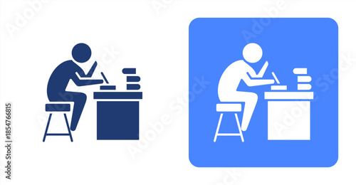 Hard Work Glyph , Two-tone color and contrasting background icon illustration