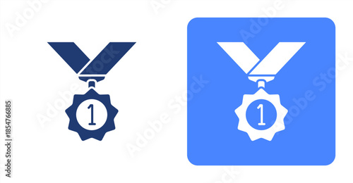 Achievement Glyph , Two-tone color and contrasting background icon illustration