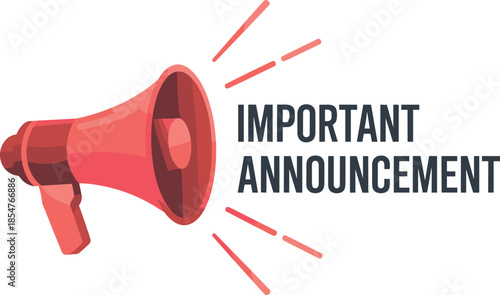 Red Megaphone Important Announcement Vector Illustration