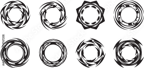 Abstract Tribal Swirls and Spirals Vector Graphics Set