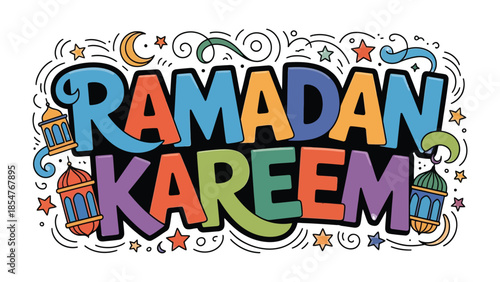 Ramadan Kareem: A vibrant illustration of Ramadan Kareem in vivid colors. The design encapsulates the spirit of Ramadan. 