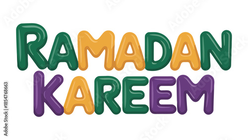 Ramadan Kareem: Vibrant and festive, the words Ramadan Kareem shine with a colorful, celebratory design, symbolizing the joy and blessings of the holy month.