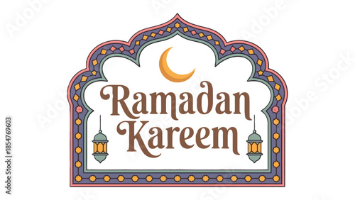 Ramadan Kareem: A stylized illustration with intricate details, featuring the message Ramadan Kareem, capturing the spirit of Ramadan's values.