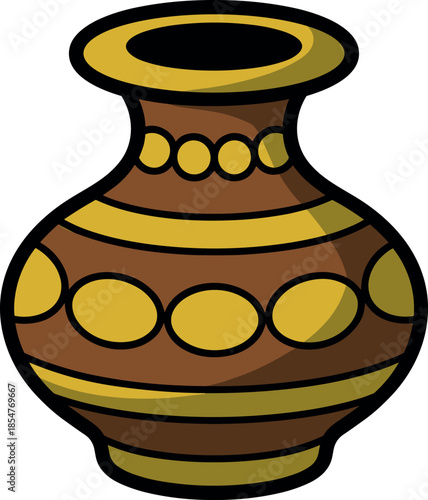 Traditional Clay Pot with Decorative Pattern Cartoon Vector