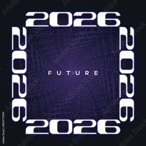 Modern 2026 Number Design with Infinite Typography Tunnel Effect