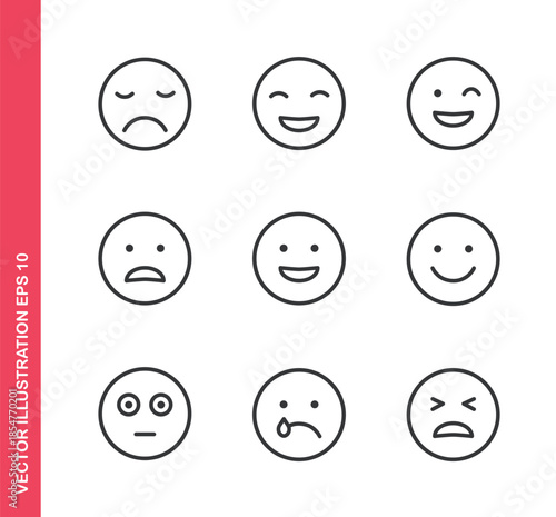 Emoji icon. Outline icons collection. Editable stroke.