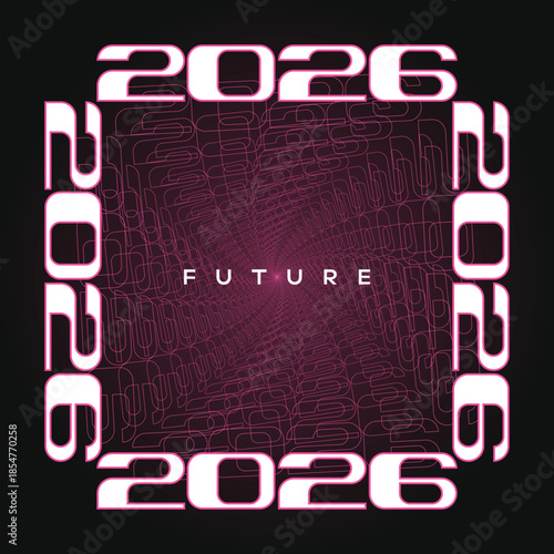 Modern 2026 Number Design with Infinite Typography Tunnel Effect