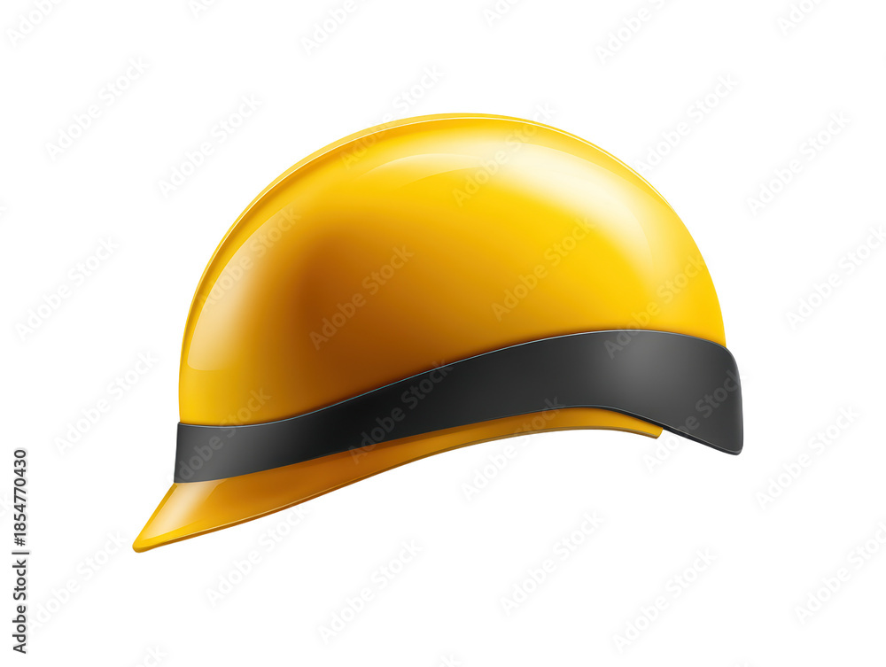 Fototapeta premium Yellow hard hat with black band protective headgear yellow featuring a sturdy design and a prominent black band
