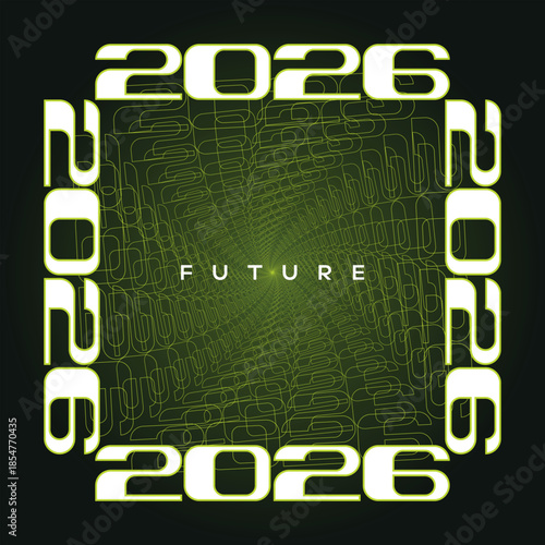 Modern 2026 Number Design with Infinite Typography Tunnel Effect