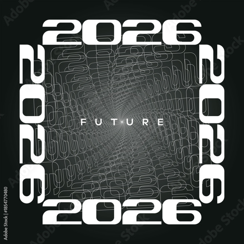 Modern 2026 Number Design with Infinite Typography Tunnel Effect