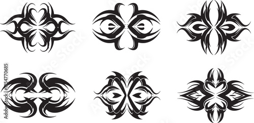Tribal Tattoo Designs Set A Collection of Abstract and Organic Ornate Elements