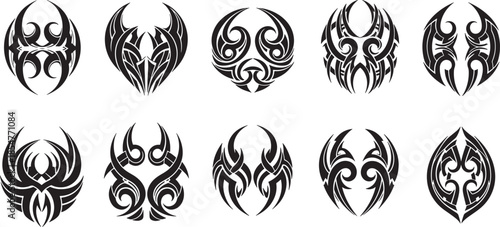 Collection of various stylized tribal tattoo designs for artistic expression