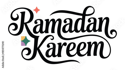 Ramadan Kareem Illustration: Artistic calligraphy design of Ramadan Kareem, evoking the spirit of Ramadan. The artwork radiates with festive vibes