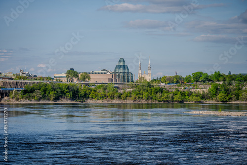 National Gallery of Canada and Notre Dame Cathedral Basilica across the Ottawa River