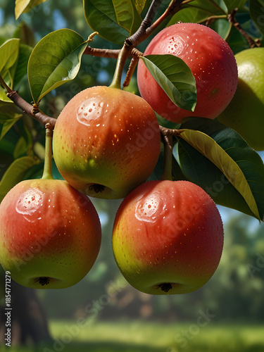 guava on tree, guava garden , guava fruit closeup