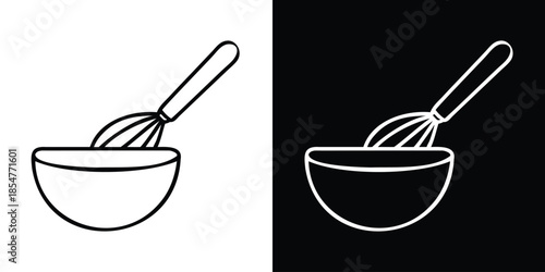 Mixing Bowl with Whisk Line Icon
