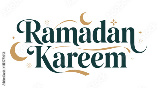 Ramadan Kareem: A beautifully crafted calligraphy design in shades of green and gold, exuding elegance and celebrating the spirit of the holy month.