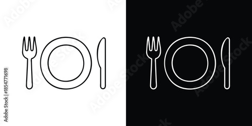 Plate with Knife Fork Line Icon