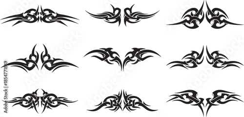 Collection of black and white tribal tattoo designs, perfect for graphic design and body art inspiration
