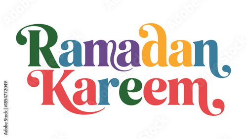 Ramadan Kareem Typography: A colorful and artistically designed Ramadan Kareem typography, perfect for conveying festive greetings and celebrations.