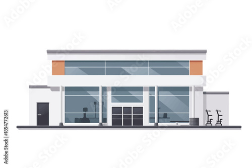 Gym building isolated vector style illustration