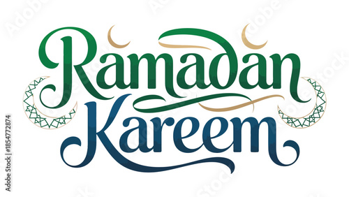 Ramadan Kareem: Elegant typography design celebrating the holy month of Ramadan. Featuring a stylish Ramadan Kareem lettering with ornamental designs.