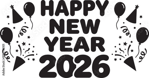 New year 2026 celebration greeting illustration