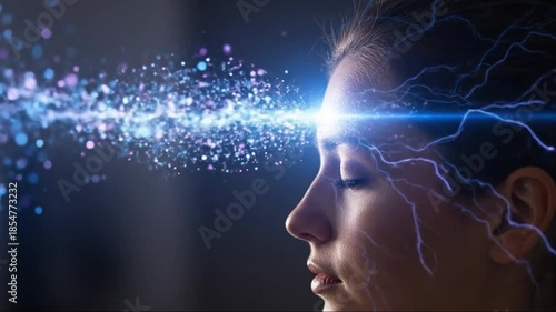 Woman's Third Eye Opens with Cosmic Energy, Enlightenment, and Psychic Power