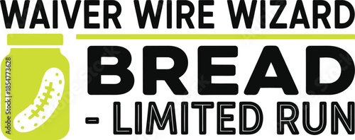 Waiver Wire Wizard Limited Run typography vector design black green fantasy football icon for t-shirt apparel sticker merchandise print creative layout   cut