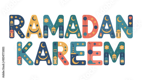Ramadan Kareem Message: The image shows a beautifully designed Ramadan Kareem message, the design incorporates intricate patterns and festive elements symbolizing the spirit of the holy month.