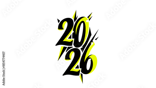 Stunning 2026 design element with bold black and yellow numbers