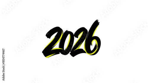 Modern 2026 typography with yellow and black colors