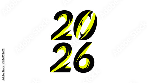 Modern 2026 typography with dynamic yellow and black design