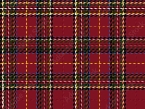 Royal Stewart tartan plaid seamless background. Scottish traditional checkered fabric pattern swatch. Red and green christmas holiday tartan plaid seamless pattern