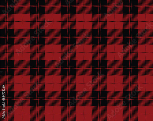 Tartan plaid seamless pattern, deep red black tartan plaid Scottish pattern. Classic checkered fabric texture background for clothing design, luxury festive themes, traditional decor