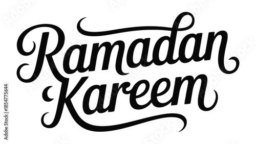 Ramadan Kareem: A festive and stylized script elegantly spells out Ramadan Kareem to celebrate the Islamic holy month. A beautiful illustration.