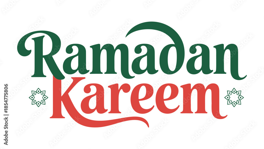 Fototapeta premium Ramadan Kareem: A vibrant and elegant typography design announces the holy month, decorated with traditional islamic elements.