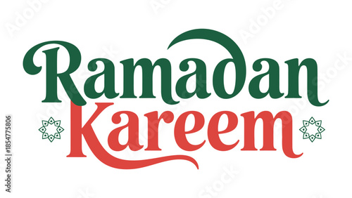 Ramadan Kareem: A vibrant and elegant typography design announces the holy month, decorated with traditional islamic elements.