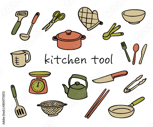 キッチンツール 手書き　カラー