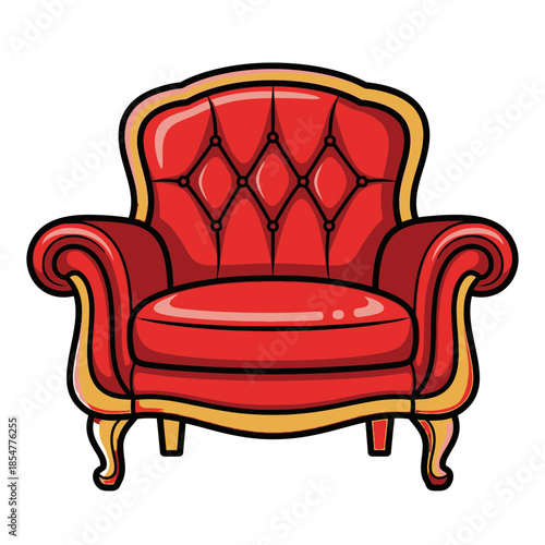Classic red velvet armchair vector for interior home decor